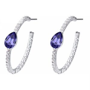 Pave Crystal & Teardrop Hoop Earrings in Tanzanite Swarovski Crystals